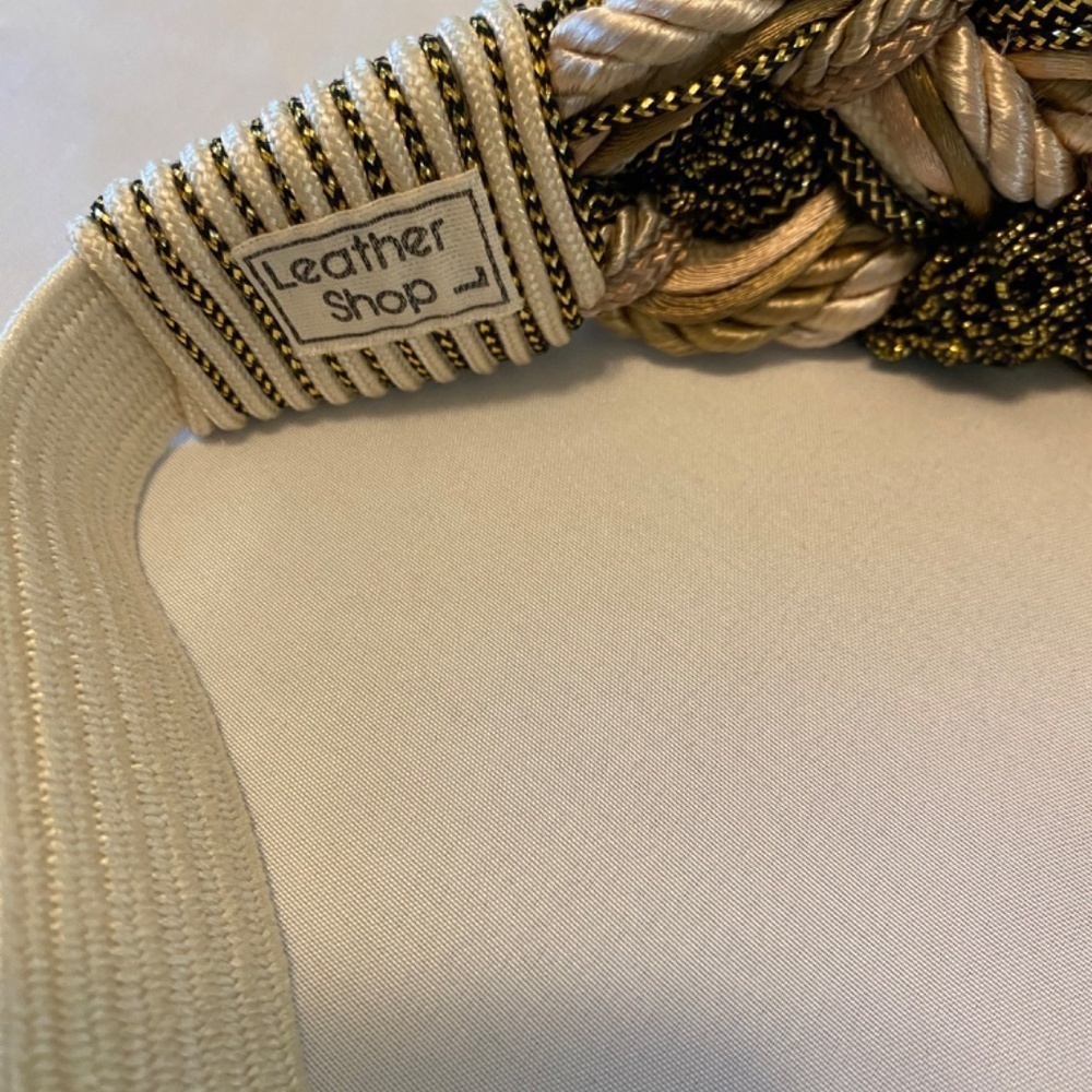 Vintage 80s 90s The Leather Shop- Braided Gold Cord Belt-Ornate-Medallion- Large - Picture 5 of 9